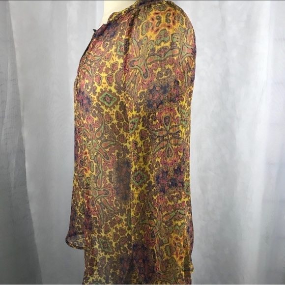 Ella Moss Blouse Womens Medium Silk Boho Floral Cottagecore - Picture 3 of 7